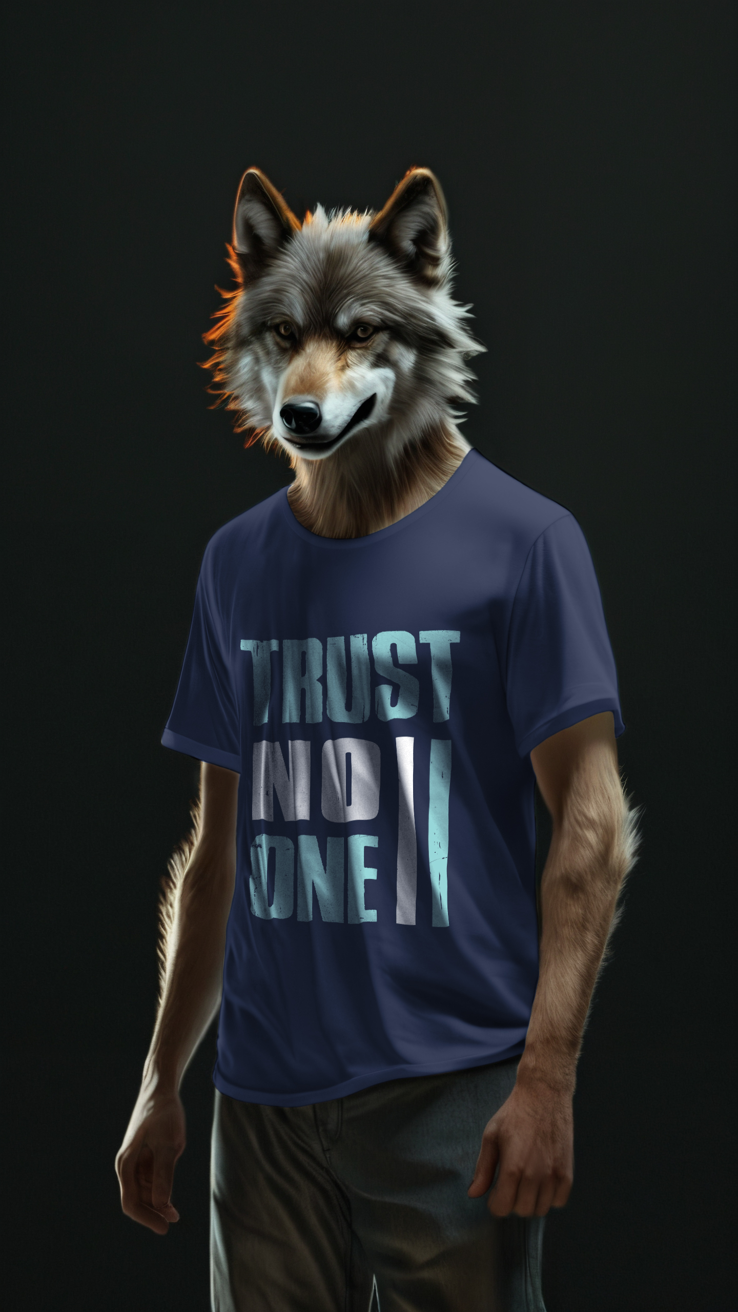 wolf wearing t-shirt